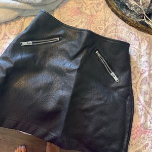 Leather black skirt
